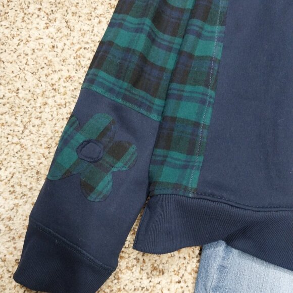 3730 Size 2X Pink Floyd Oversize Sweat Shirt Upcycled With Flannel Trim. - Picture 8 of 10